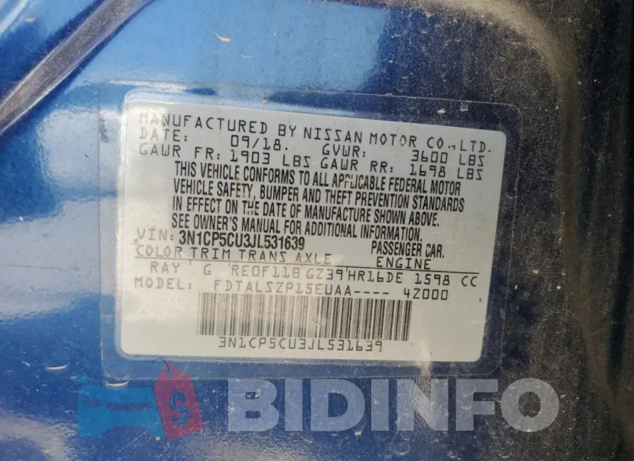 3N1CP5CU3JL531639 Photo# 13