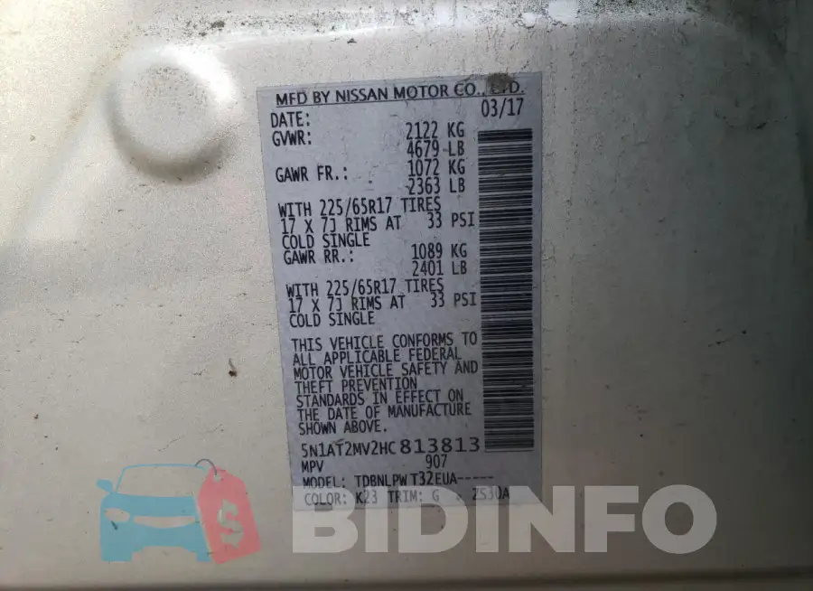 5N1AT2MV2HC813813 Photo# 13