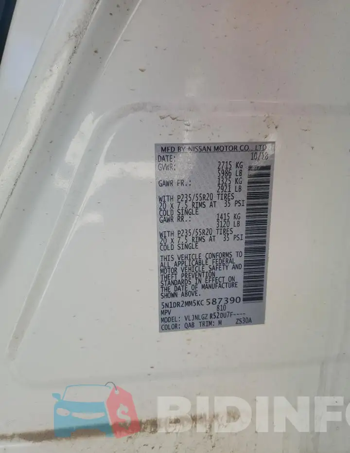5N1DR2MM5KC587390 Photo# 13