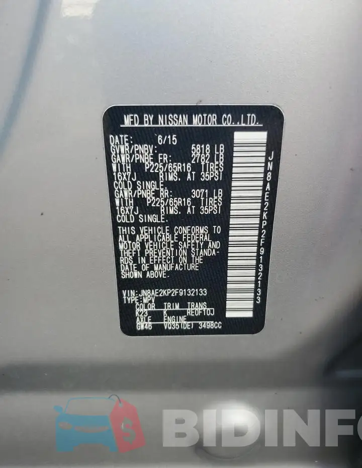 JN8AE2KP2F9132133 Photo# 13