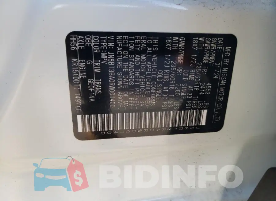 JN8BT3BA0RW001400 Photo# 14