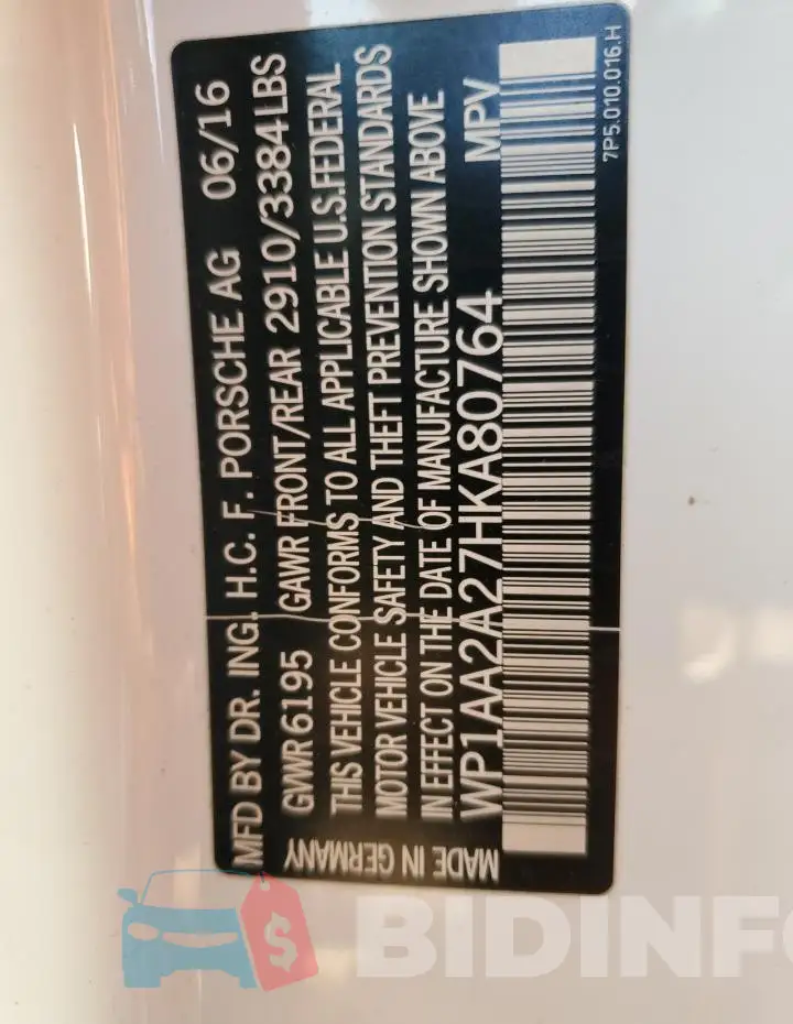 WP1AA2A27HKA80764 Photo# 13