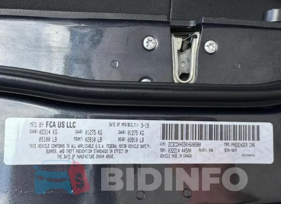 2C3CDXHG5KH608580 Photo# 15