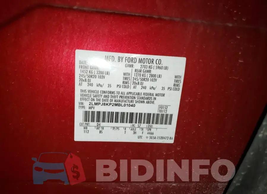 2LMPJ8KP2MBL01040 Photo# 13