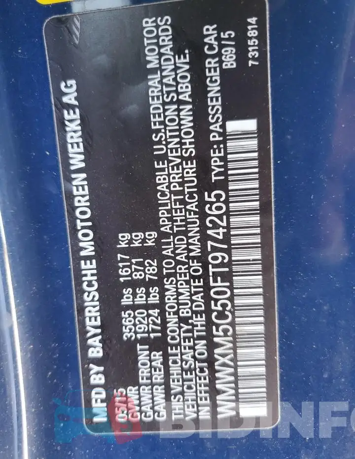 WMWXM5C50FT974265 Photo# 12