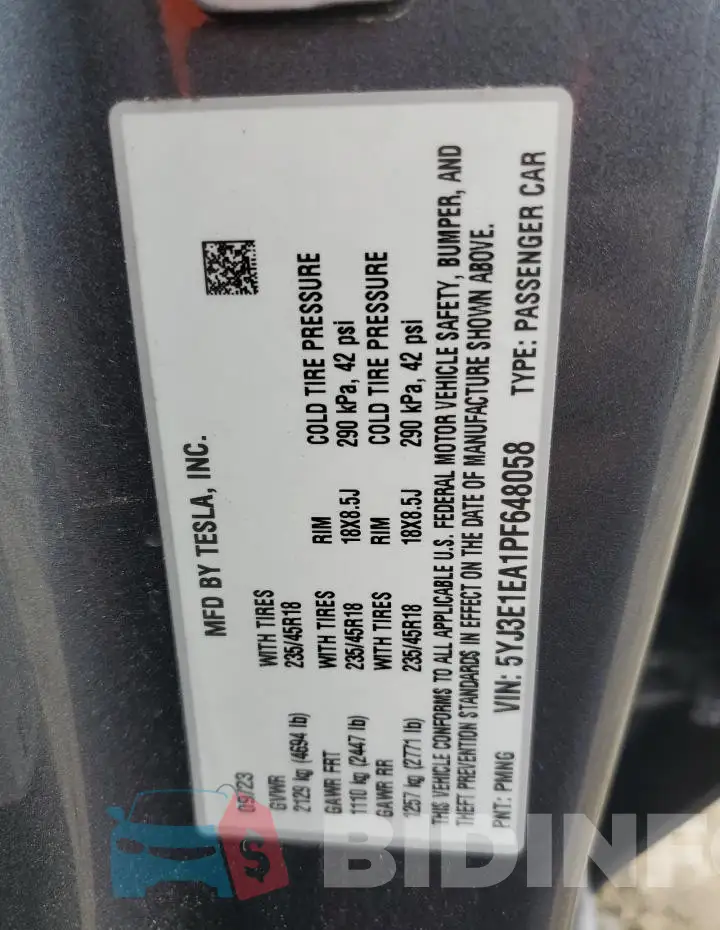 5YJ3E1EA1PF648058 Photo# 12