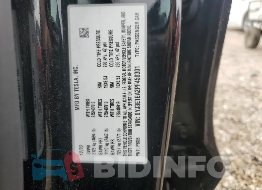 5YJ3E1EA2PF450301 Photo# 12