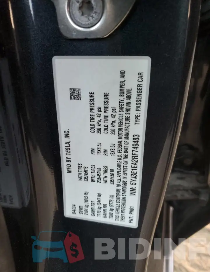 5YJ3E1EA2RF749483 Photo# 12