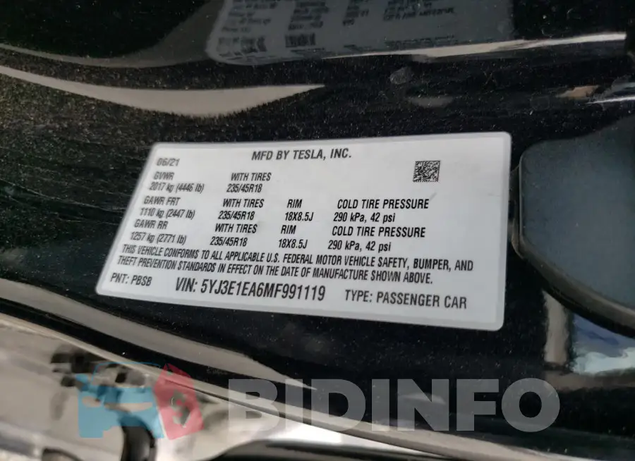 5YJ3E1EA6MF991119 Photo# 12