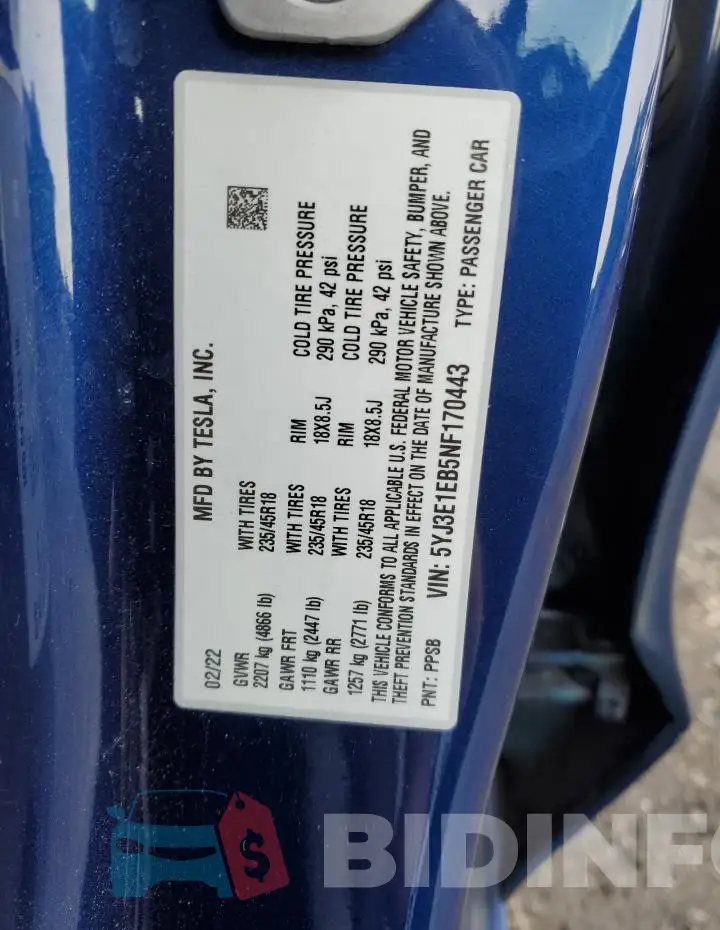 5YJ3E1EB5NF170443 Photo# 12