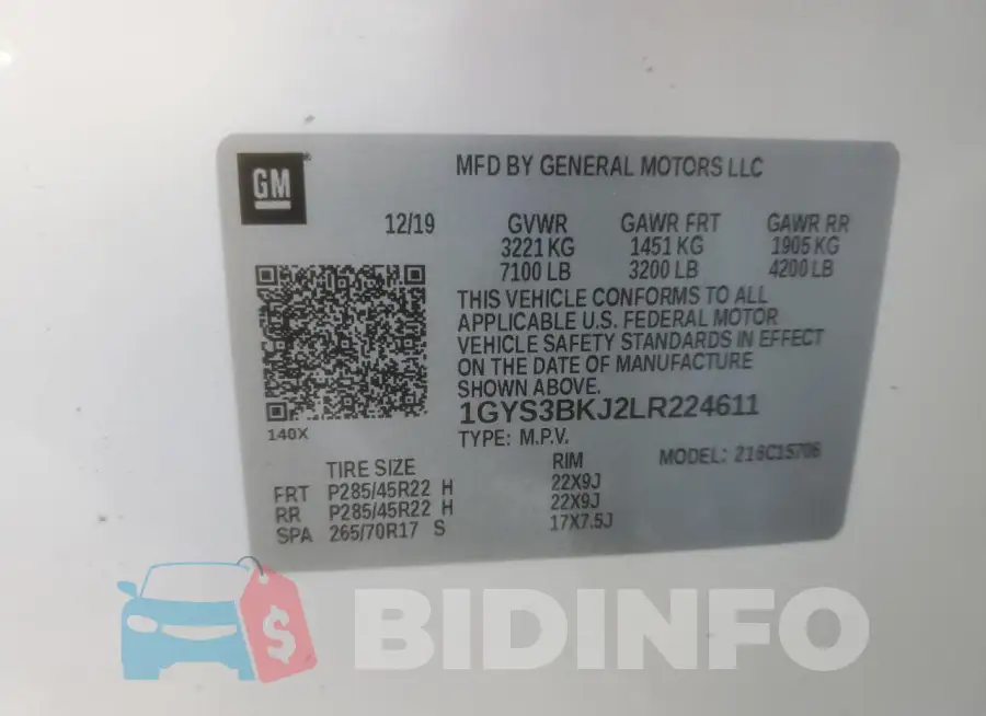 1GYS3BKJ2LR224611 Photo# 13