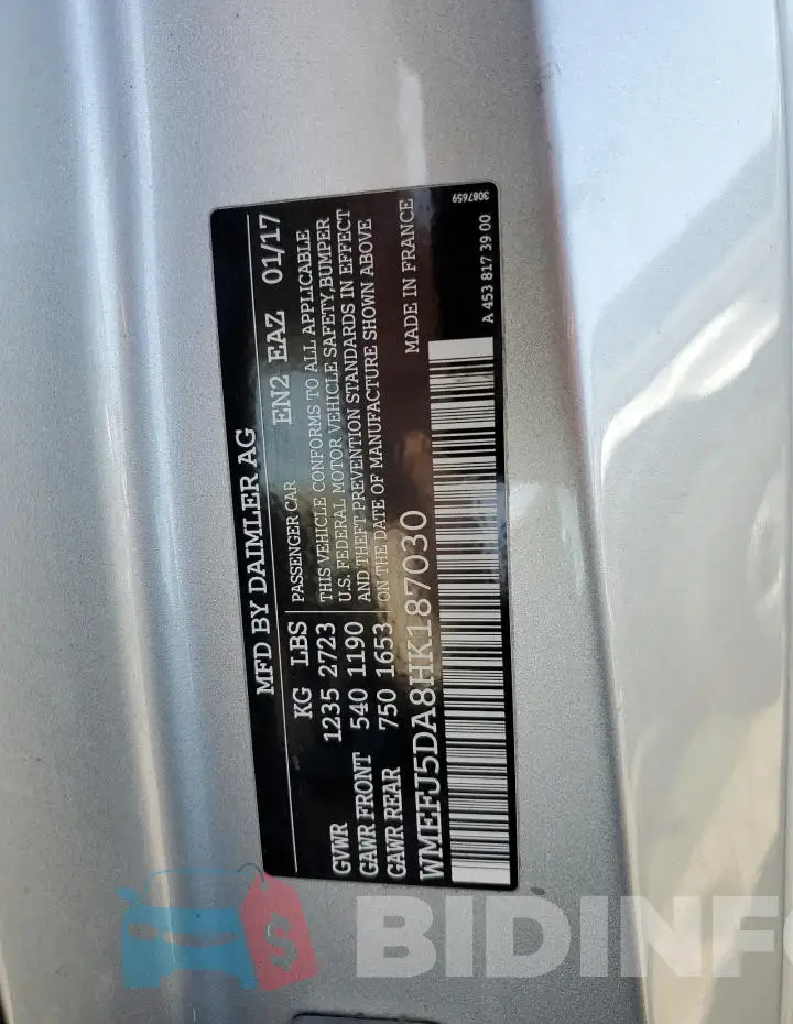WMEFJ5DA8HK187030 Photo# 12