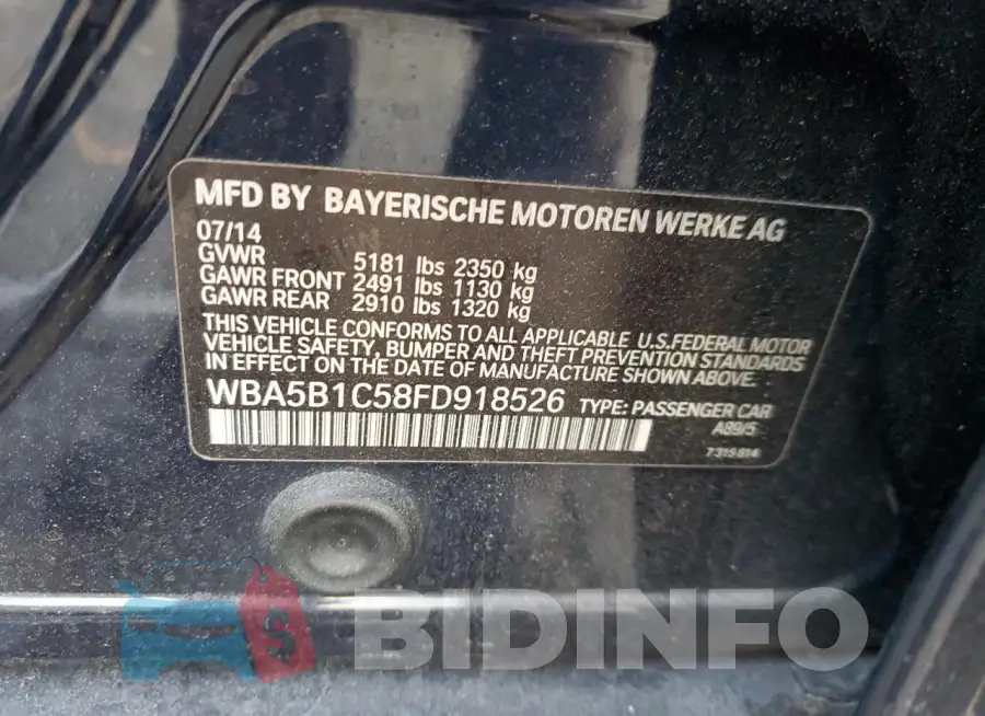 WBA5B1C58FD918526 Photo# 13