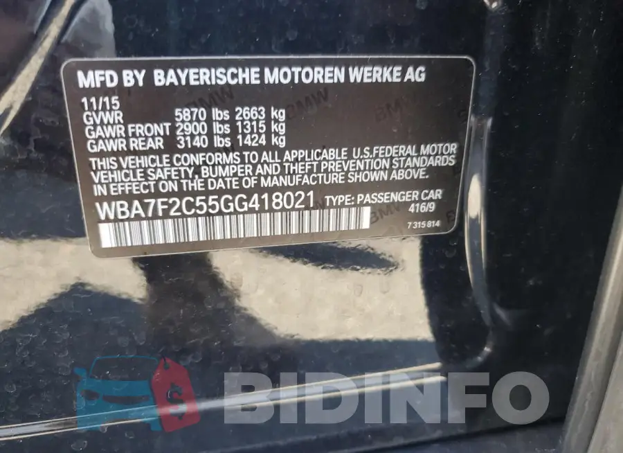 WBA7F2C55GG418021 Photo# 12
