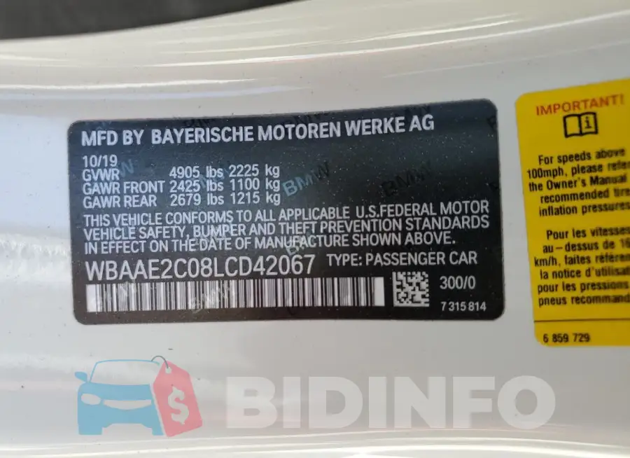 WBAAE2C08LCD42067 Photo# 12