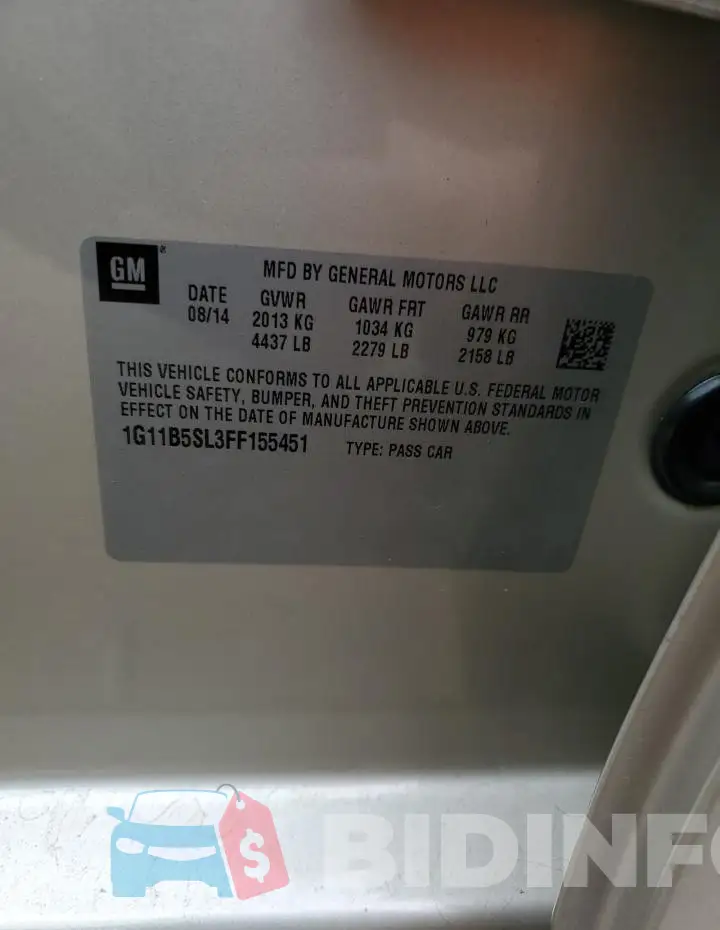 1G11B5SL3FF155451 Photo# 13