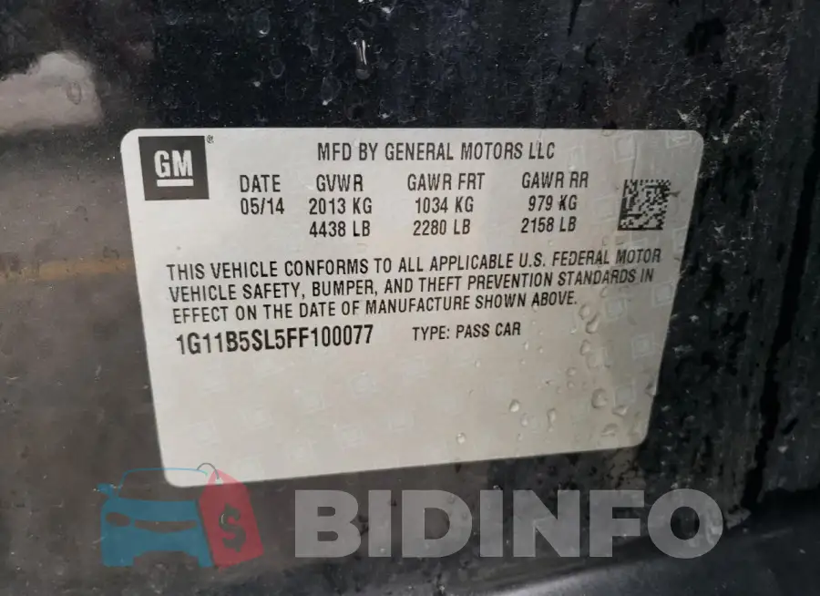 1G11B5SL5FF100077 Photo# 12