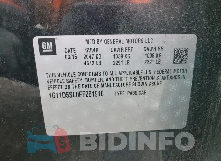 1G11D5SL0FF281910 Photo# 12