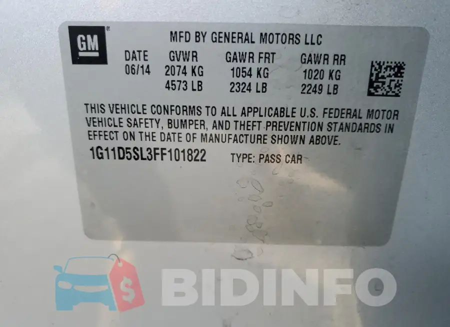 1G11D5SL3FF101822 Photo# 12