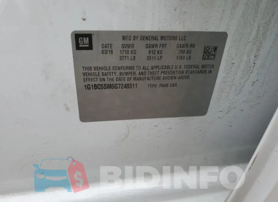 1G1BC5SM6G7248311 Photo# 12