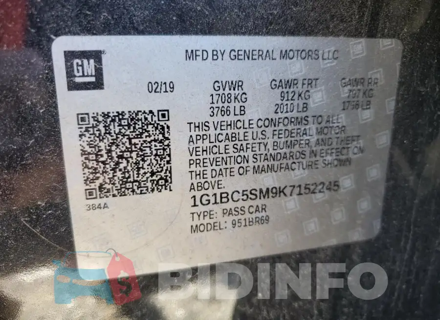 1G1BC5SM9K7152245 Photo# 13
