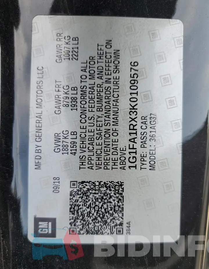 1G1FA1RX3K0109576 Photo# 13