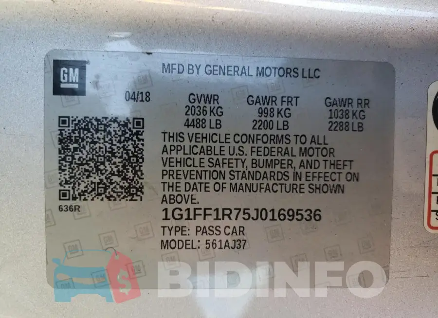 1G1FF1R75J0169536 Photo# 12