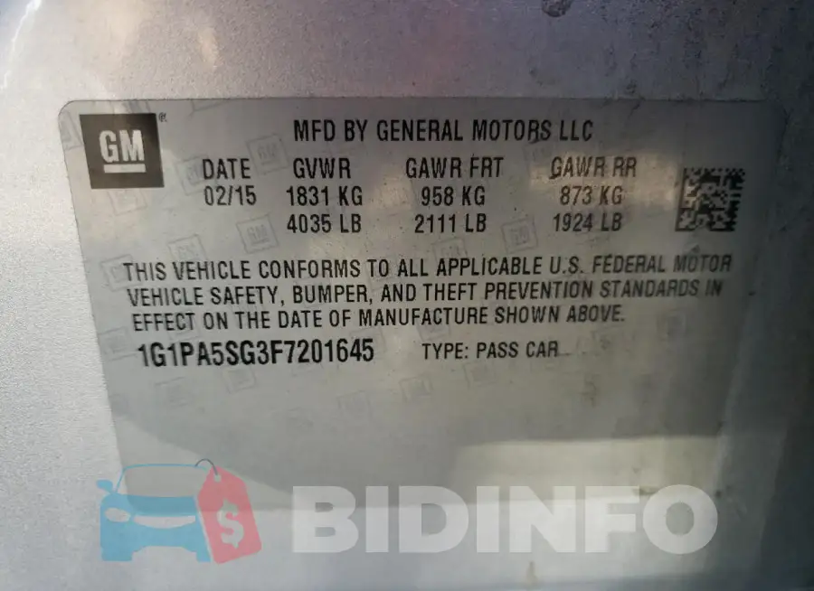 1G1PA5SG3F7201645 Photo# 12
