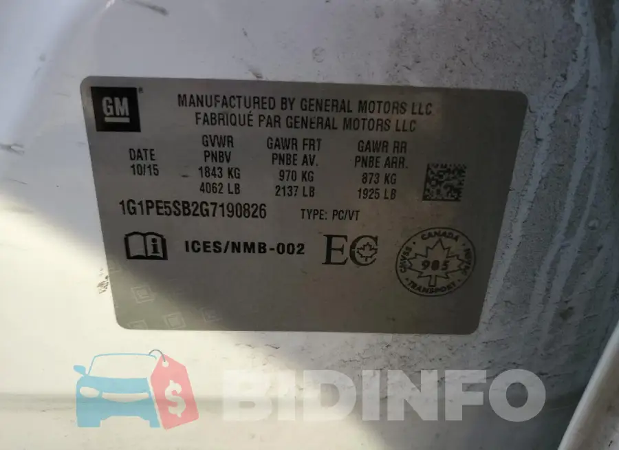 1G1PE5SB2G7190826 Photo# 12
