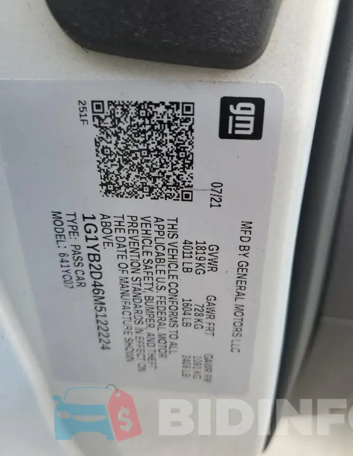 1G1YB2D46M5122224 Photo# 12