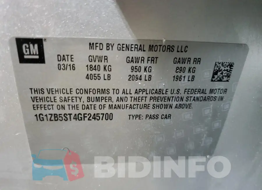 1G1ZB5ST4GF245700 Photo# 13