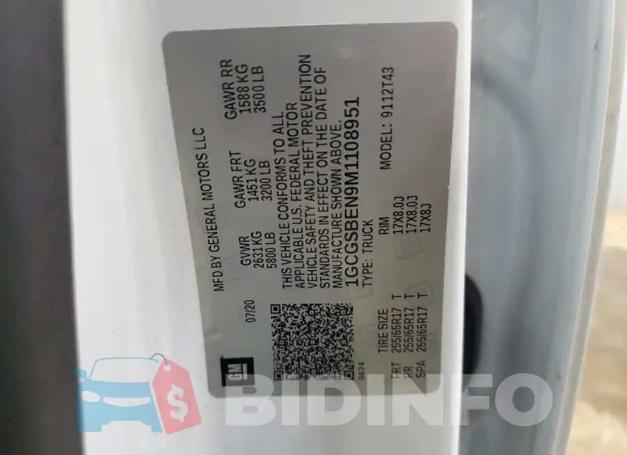 1GCGSBEN9M1108951 Photo# 12