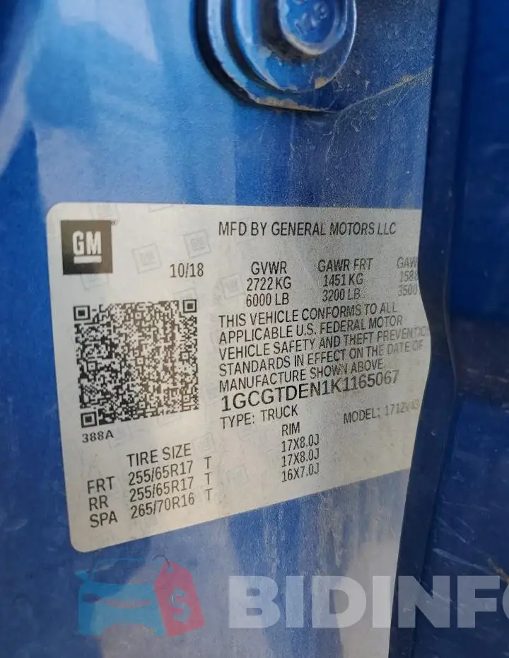 1GCGTDEN1K1165067 Photo# 13