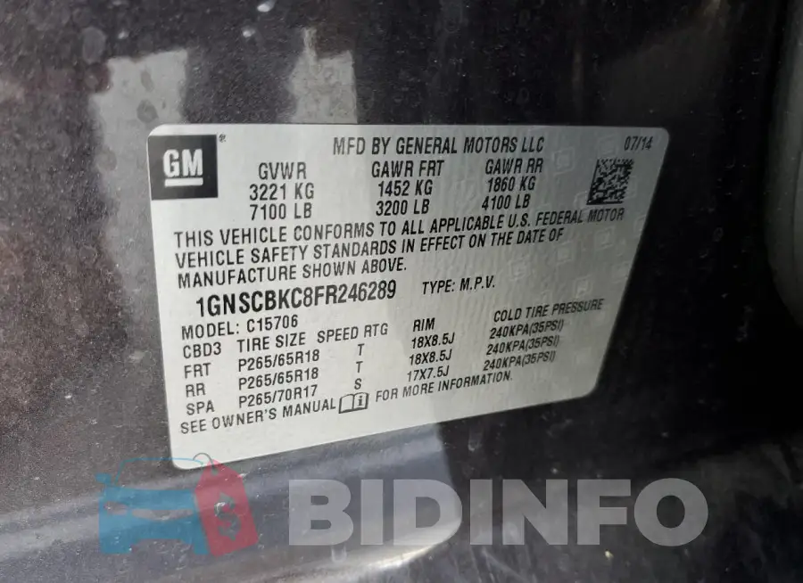 1GNSCBKC8FR246289 Photo# 13