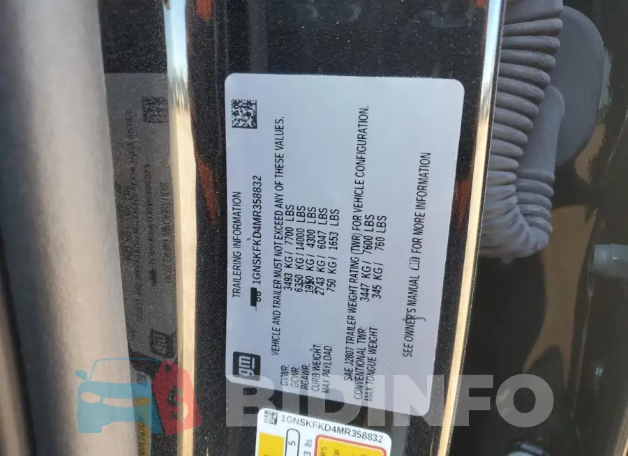 1GNSKFKD4MR358832 Photo# 14