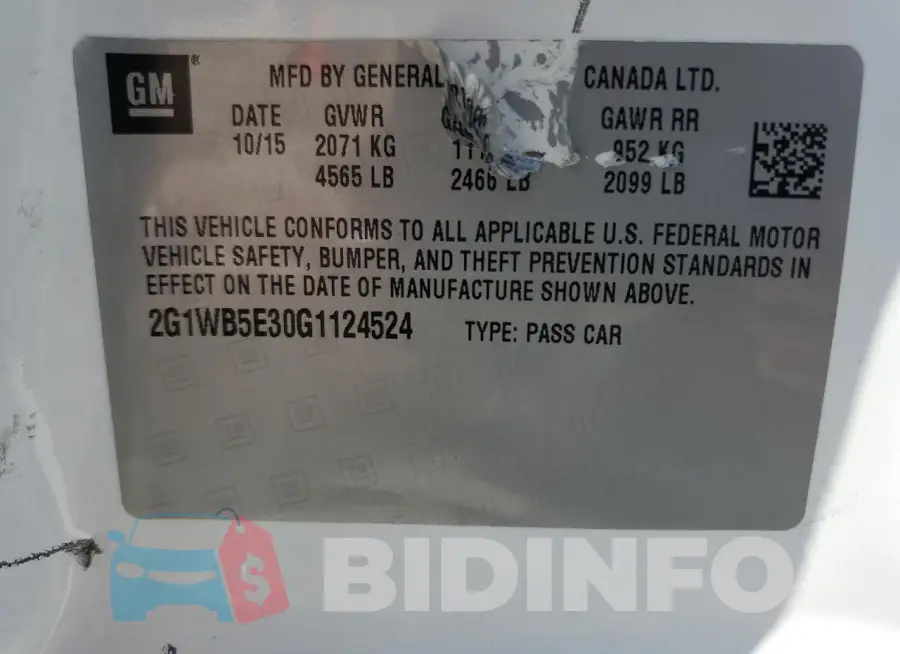 2G1WB5E30G1124524 Photo# 12