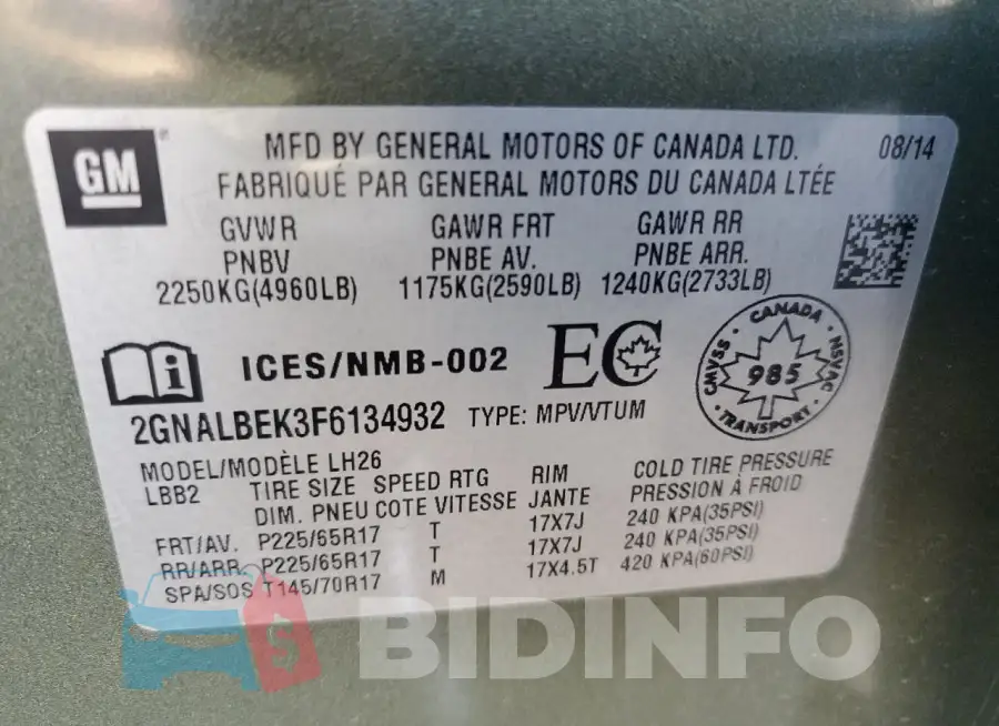 2GNALBEK3F6134932 Photo# 13