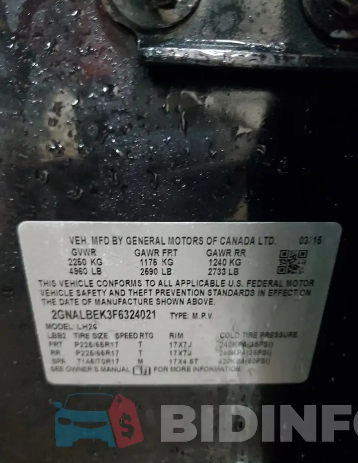 2GNALBEK3F6324021 Photo# 13