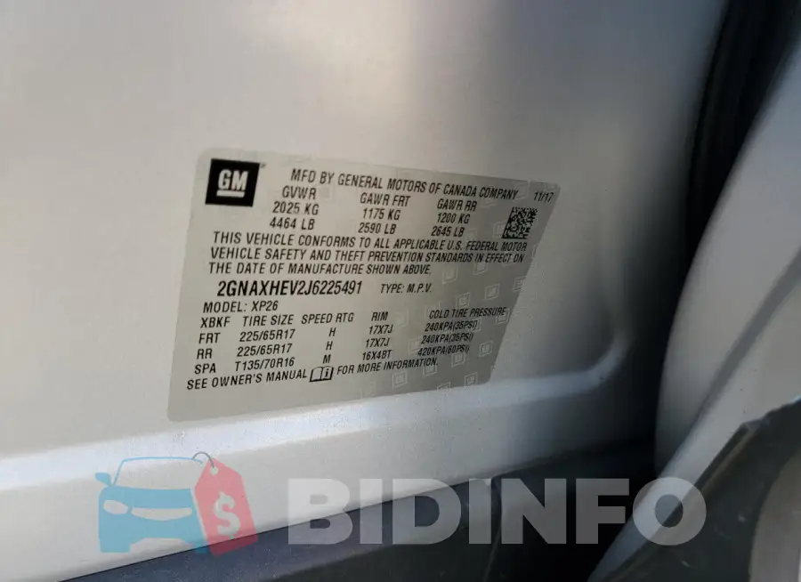 2GNAXHEV2J6225491 Photo# 13