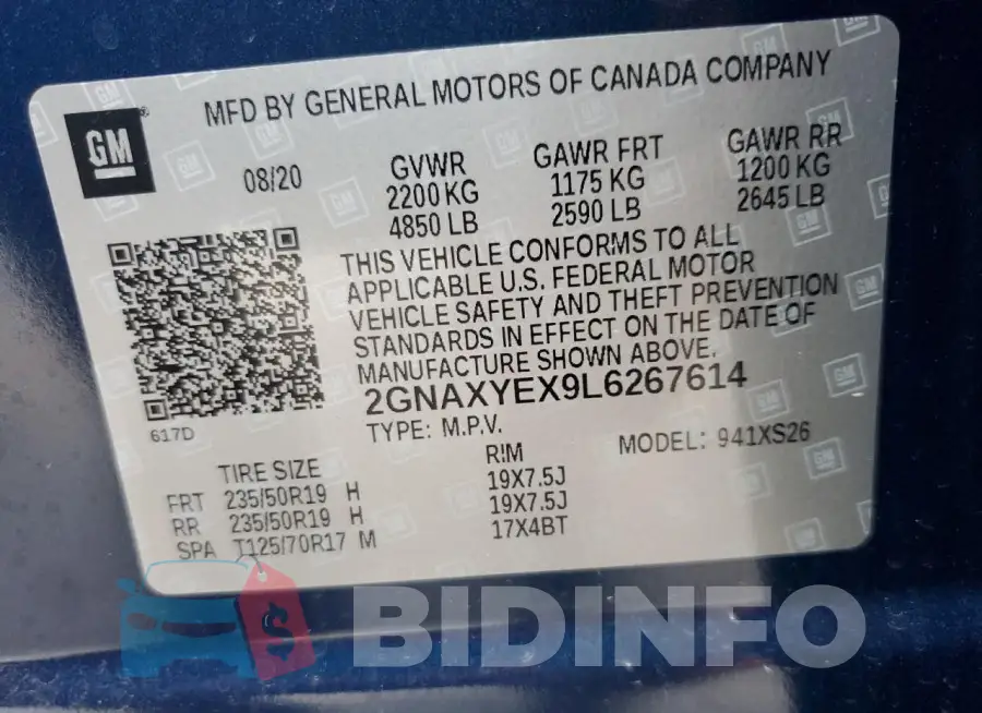 2GNAXYEX9L6267614 Photo# 12