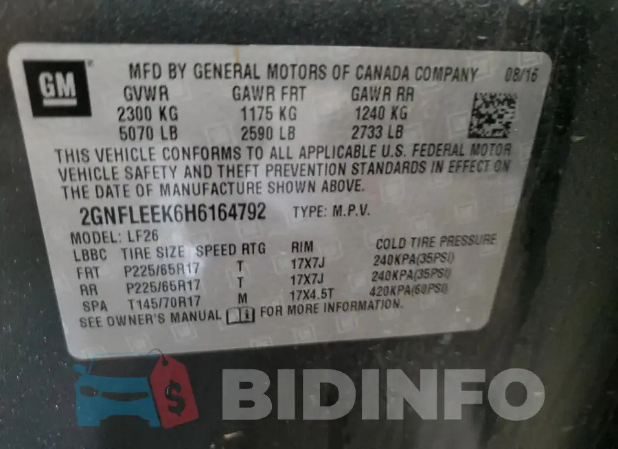2GNFLEEK6H6164792 Photo# 13