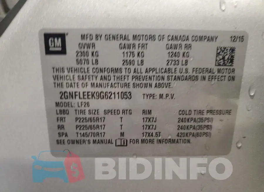 2GNFLEEK9G6211053 Photo# 13