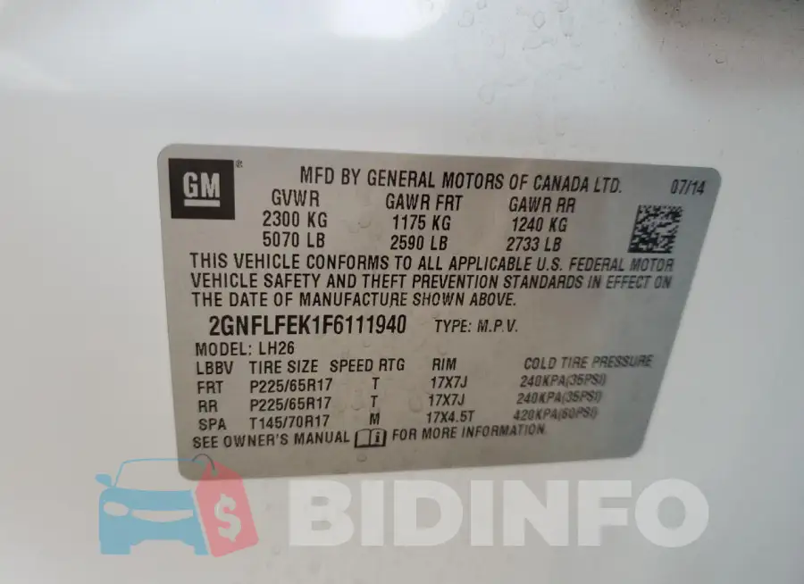 2GNFLFEK1F6111940 Photo# 12