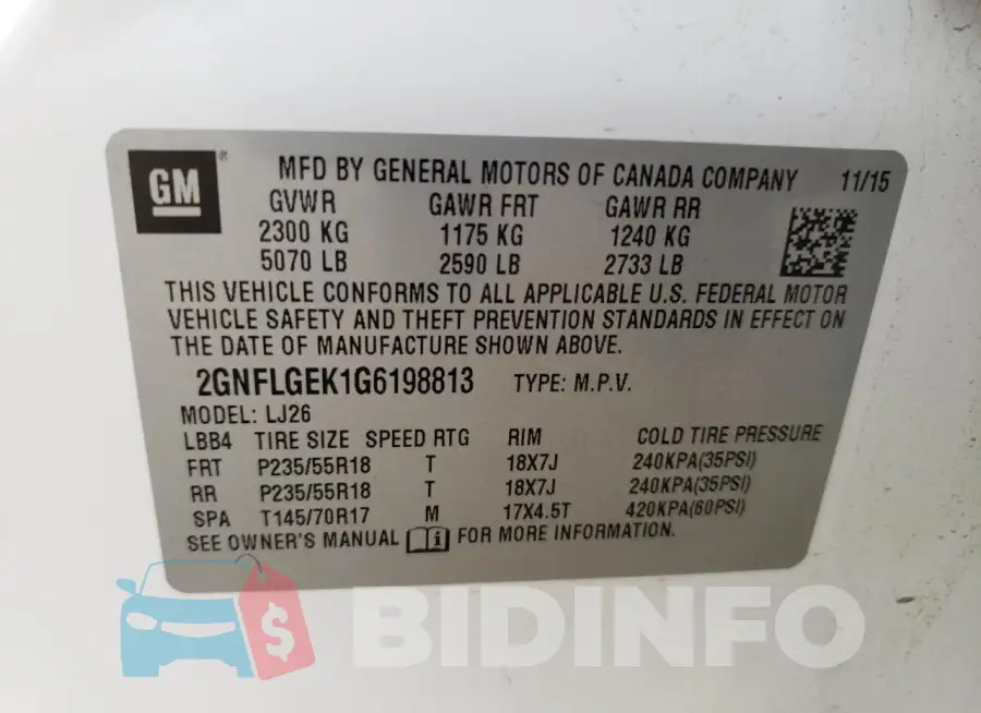 2GNFLGEK1G6198813 Photo# 13