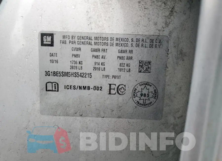 3G1BE5SM5HS542215 Photo# 12