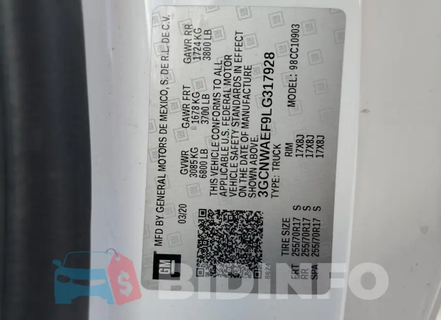 3GCNWAEF9LG317928 Photo# 12