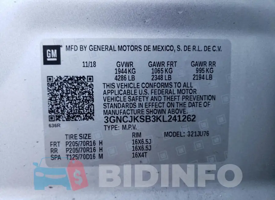 3GNCJKSB3KL241262 Photo# 14