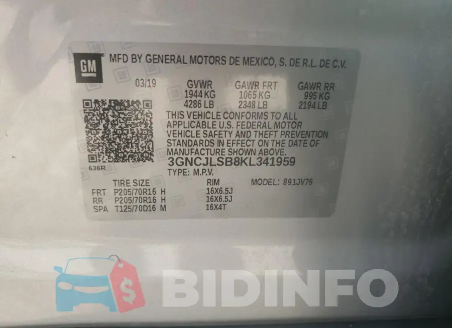 3GNCJLSB8KL341959 Photo# 13