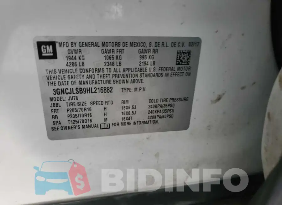 3GNCJLSB9HL216882 Photo# 10
