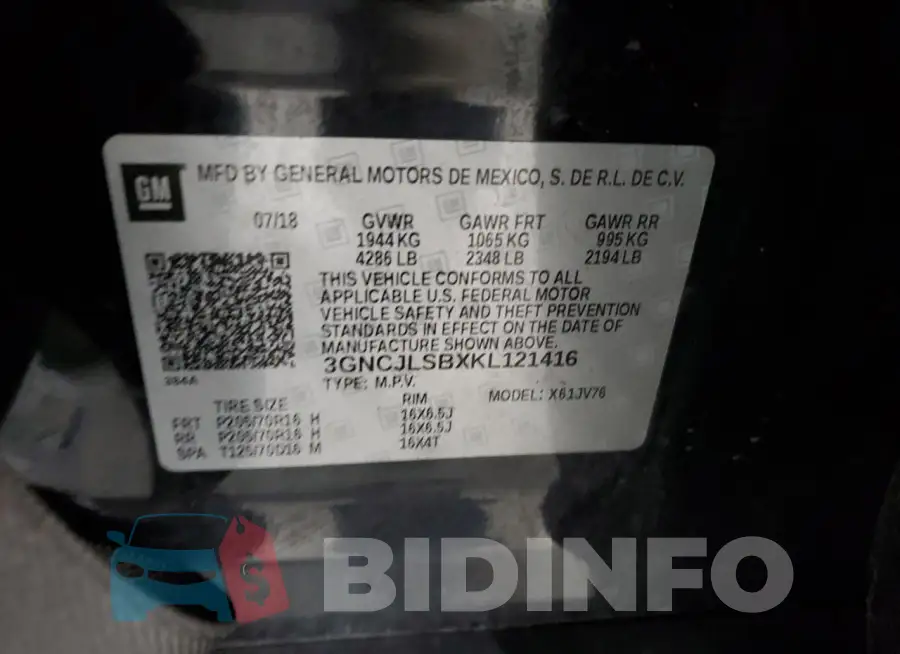 3GNCJLSBXKL121416 Photo# 13